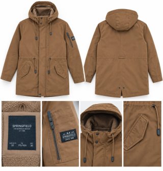 Parka Springfield capucha marrón Talla S