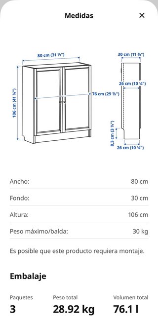 Mueble Librería Billy Oxberg Negro IKEA