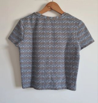 Top Zara Mostaza y Azul Talla L
