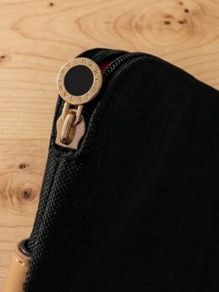 Pochette Alitalia Nera con Fascia Cuoio