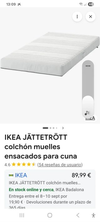 Cuna blanca + colchón + sábanas y edredón