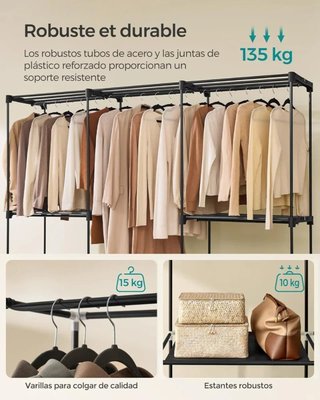 SONGMICS Armario Abierto 205×43×166 cm Negro RYG035B01