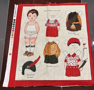 Panel de Tela Vintage Muñeca de Papel. Lote de 4