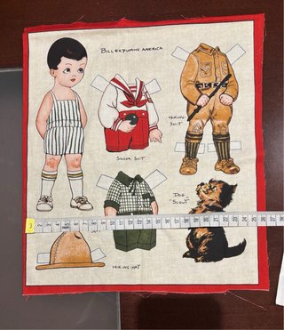 Panel de Tela Vintage Muñeca de Papel. Lote de 4