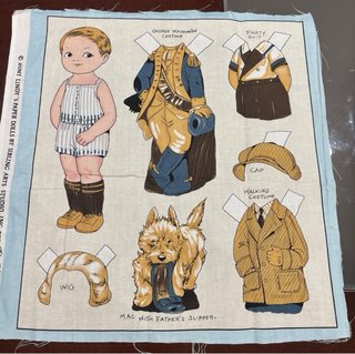 Panel de Tela Vintage Muñeca de Papel. Lote de 4