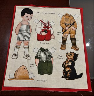 Panel de Tela Vintage Muñeca de Papel. Lote de 4