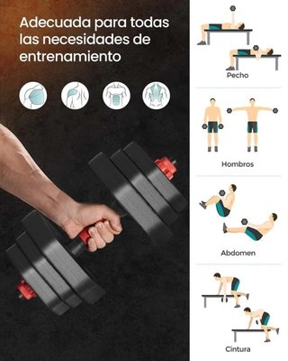 Mancuernas SONGMICS 10 kg 2en1 con barra de conexión