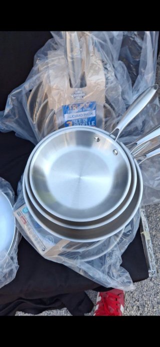 Set 3 Padelle Acciaio Inox