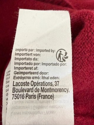 Maglione Lacoste Uomo Lana Rosso Taglia S