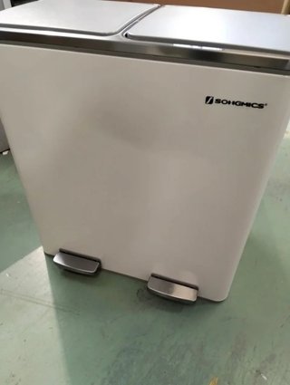 Cubo Basura Doble 2x30L Pedal Cierre Suave SONGMICS LTB60WT