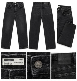 Vaqueros Bershka Loose Fit Negros Talla 38