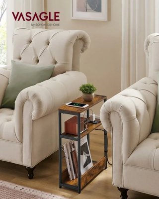 Mesa Auxiliar con Multienchufe 3 Estantes VASAGLE LET335K02