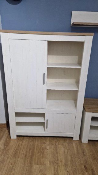 Mueble salón TV blanco y madera