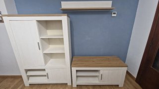 Mueble salón TV blanco y madera