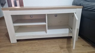 Mueble salón TV blanco y madera