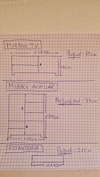 Mueble salón TV blanco y madera