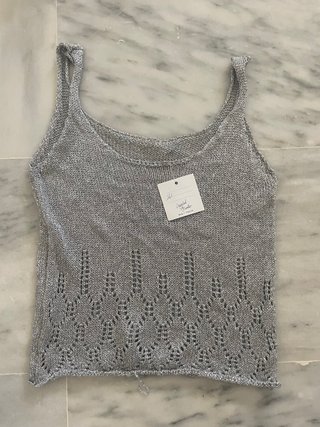 Top plateado metalizado talla S