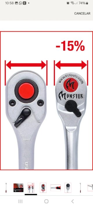 Carraca telescópica KS Tools Monster 1/2" 950 Nm