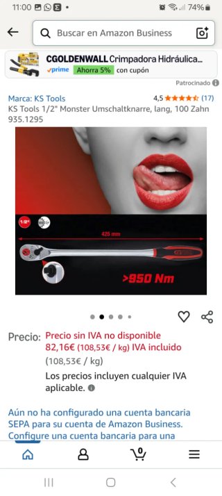 Carraca telescópica KS Tools Monster 1/2" 950 Nm