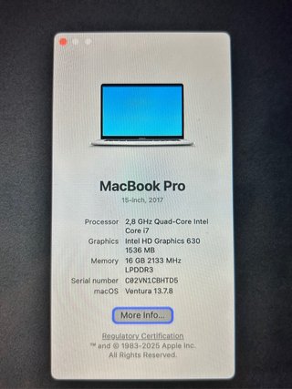 MacBook Pro 15” Touch Bar 2017 — i7 / 16 GB / 256