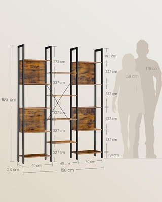 VASAGLE Librería Industrial 14 Estantes 128×166 cm