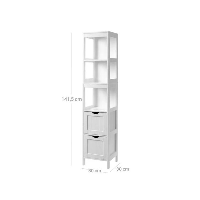 Mueble Baño Alto Armario 2 Cajones VASAGLE BBC66WT