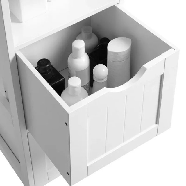 Mueble Baño Alto Armario 2 Cajones VASAGLE BBC66WT