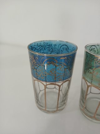 Set 2 Bicchieri Tè Marocchini Vintage Vetro Decora