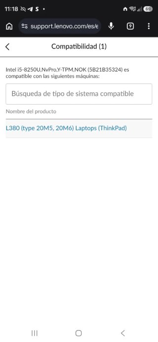 Placa Base Lenovo L380 i5-8250U 5B21B35324 Nueva