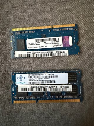Vendo lote de dos módulos de memoria RAM SO-DIMM p
