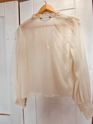 Blusa Zara plumeti manga larga beige