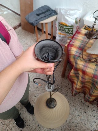 Lámpara colgante de cristal y metal