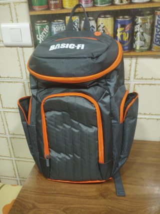 Mochila Basic-Fit Gris y Naranja