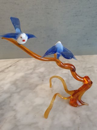 Figura di uccellini in cristallo di Murano (Italia)