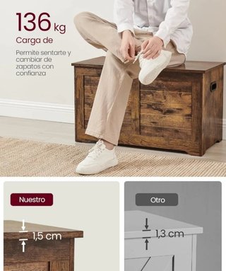 VASAGLE Puff Almacenaje Banco Zapatero