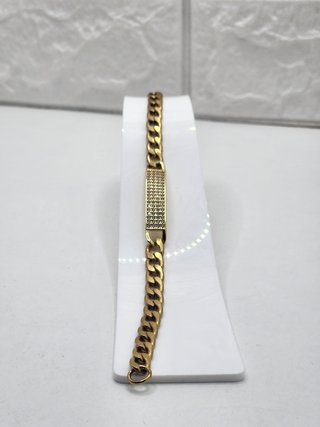 Pulsera Acero Inox Chapado Oro Circonitas
