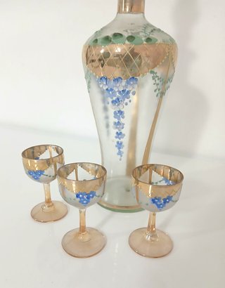 Servizio Liquore Vintage Vetro Soffiato Anni '50