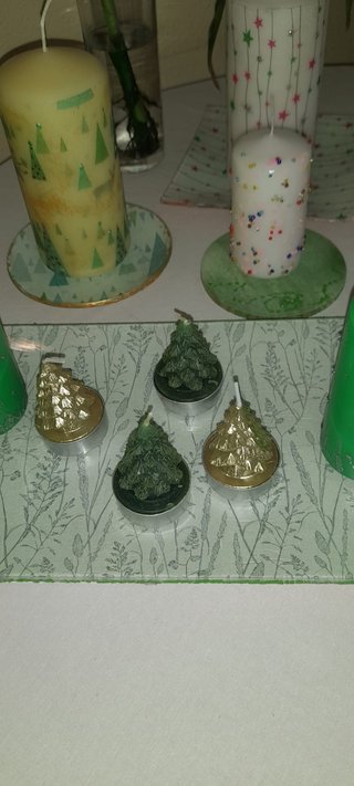 Set velas y platitos decorados Sinfonia en Verde