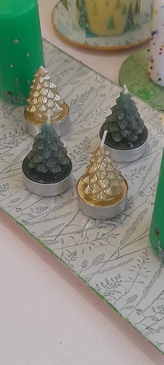 Set velas y platitos decorados Sinfonia en Verde