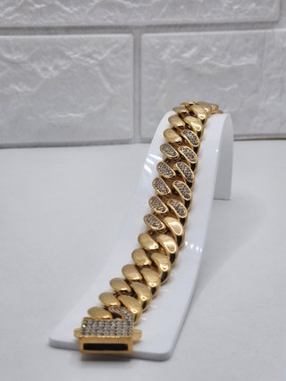 Pulsera Acero Quirúrgico Chapado Oro Circonitas