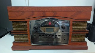 Tocadiscos Retro Clásico Marrón y Plata