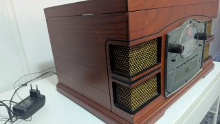 Tocadiscos Retro Clásico Marrón y Plata