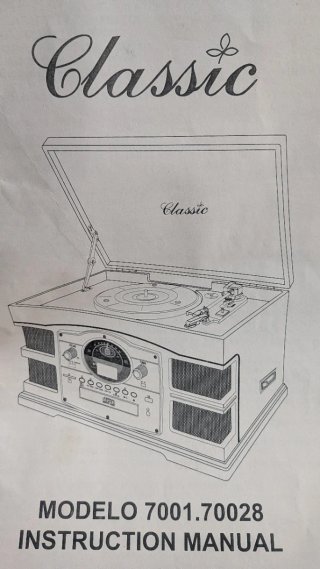 Tocadiscos Retro Clásico Marrón y Plata