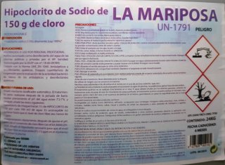 Hipoclorito Sódico LA MARIPOSA 24KG