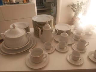 Vajilla Santa Clara porcelana oro no se envia