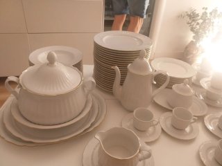 Vajilla Santa Clara porcelana oro no se envia