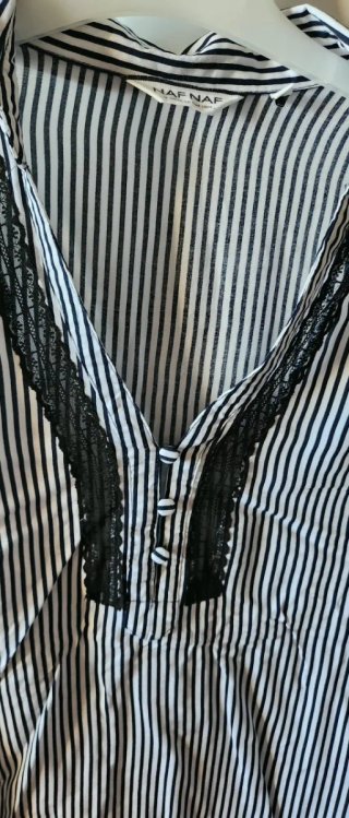 Blusa Naf Naf rayas negra y blanca. Talla 38.