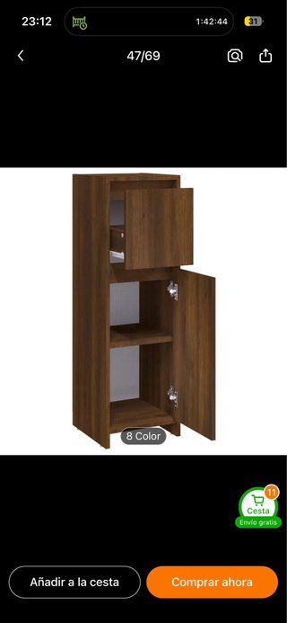 Mueble auxiliar nogal 95x30x30 cm
