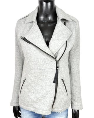 Pepe Jeans Giacca Donna XS Grigia Biker Cotone Zip