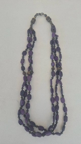 Collar artesanal piedras y abalorios bronce
